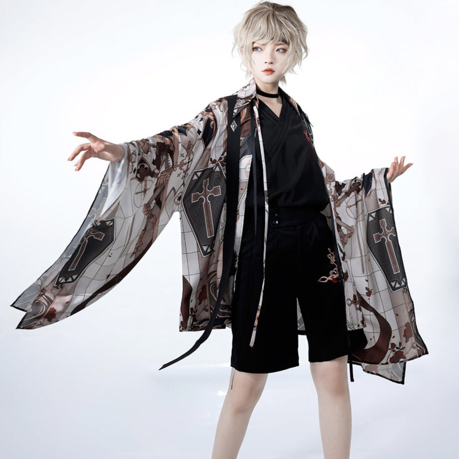 【予約販売】暗夜指令 皇子系×和風 ゴシックプリント羽織