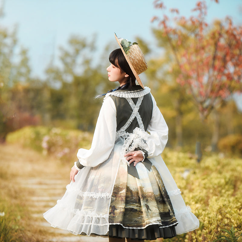 Oil Print Classical Veil Lolita Dress
