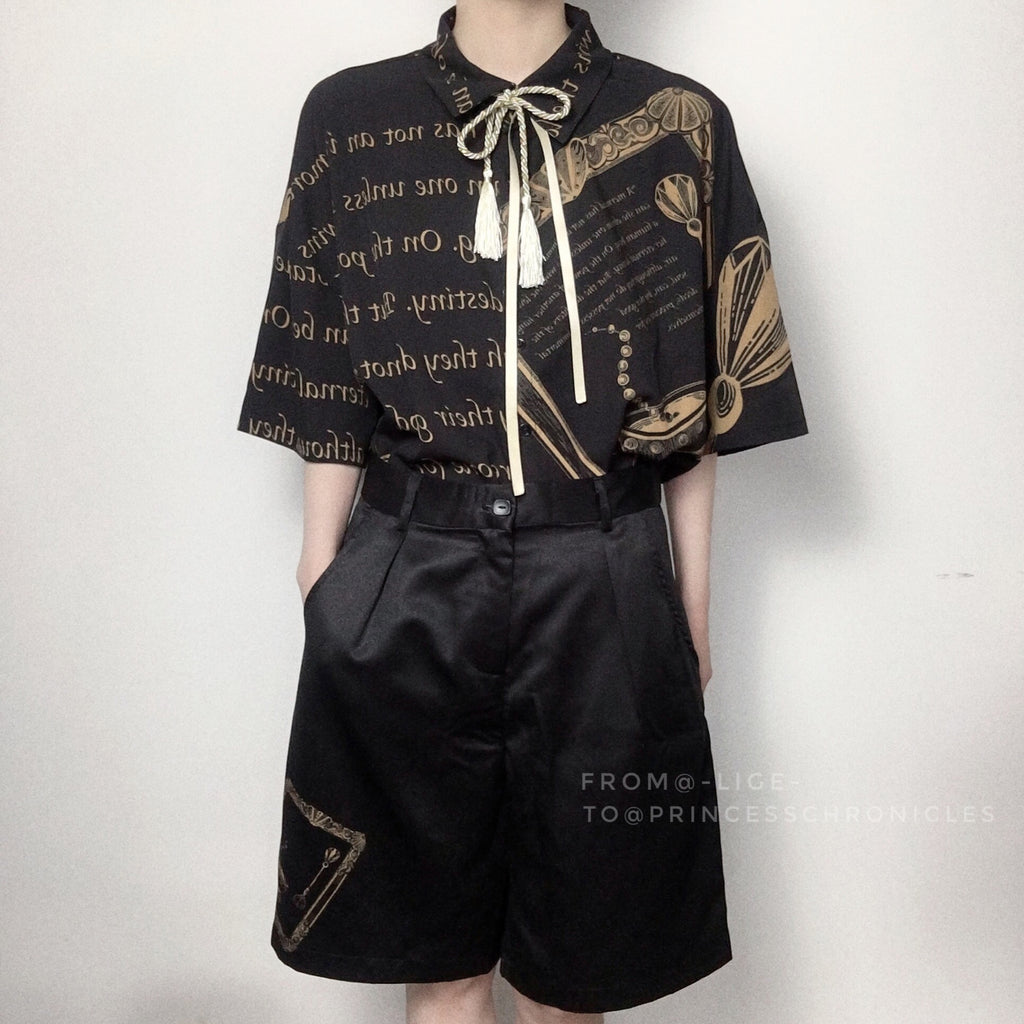 Prince Lolita Black Printed Short Pants
