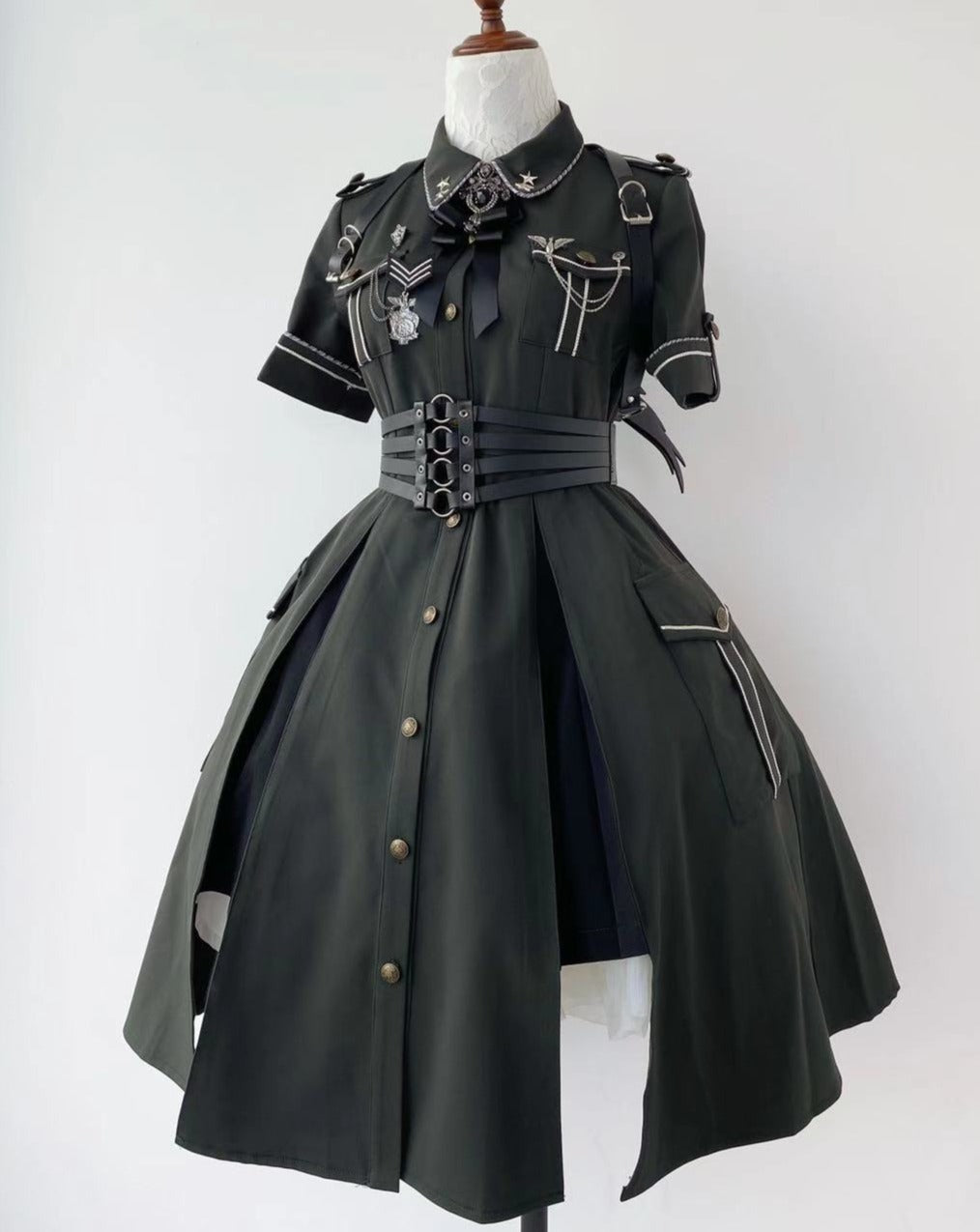 Military Lolita Dark Gothic Short Sleeve Dress