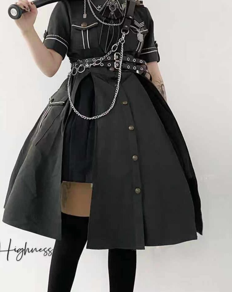 [Pre-order] Military Lolita Dark Gothic Short Sleeve Dress