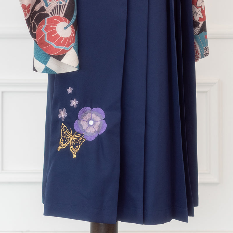 Camellia flower embroidery and butterfly hakama skirt
