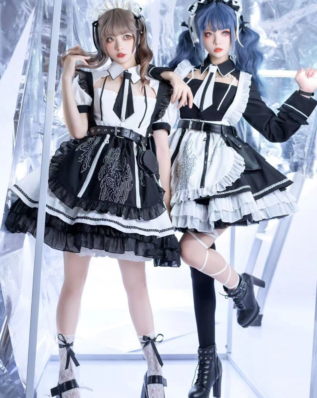 【予約販売】SFメイド ゴスロリエプロン付き長袖ワンピース