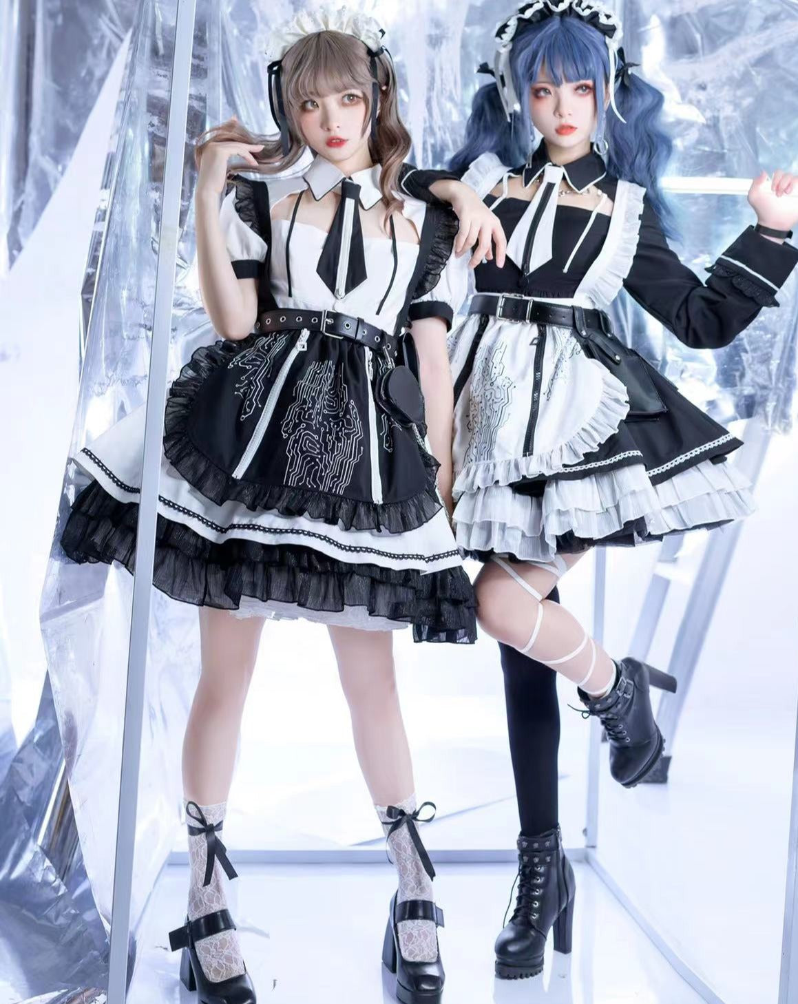 【予約販売】SFメイド ゴスロリエプロン付き半袖ワンピース