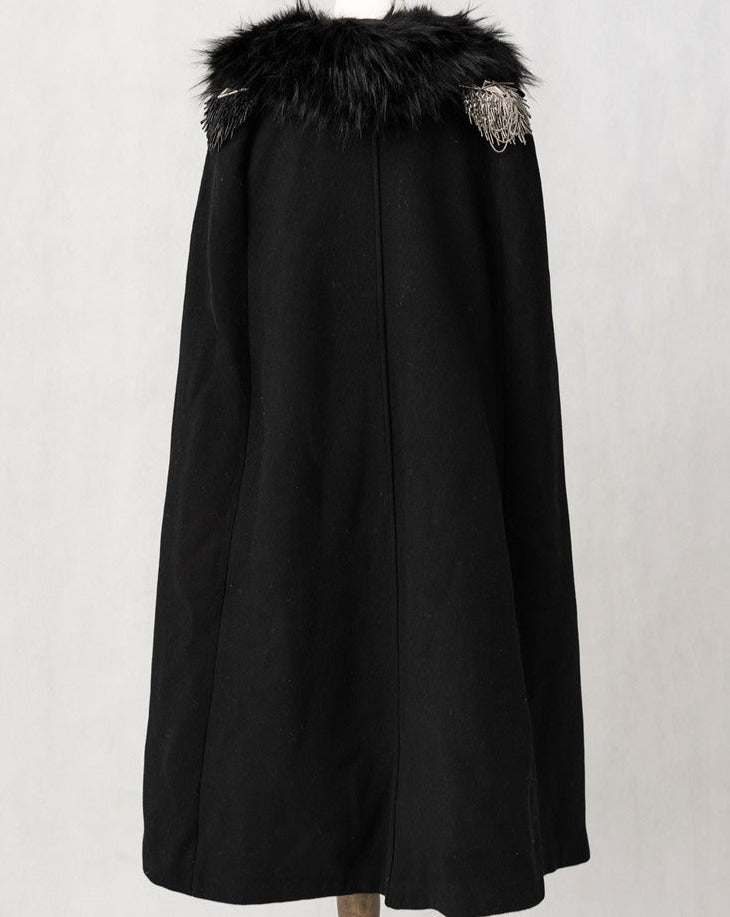 Oath in Black Military Lolita Fur Cloak