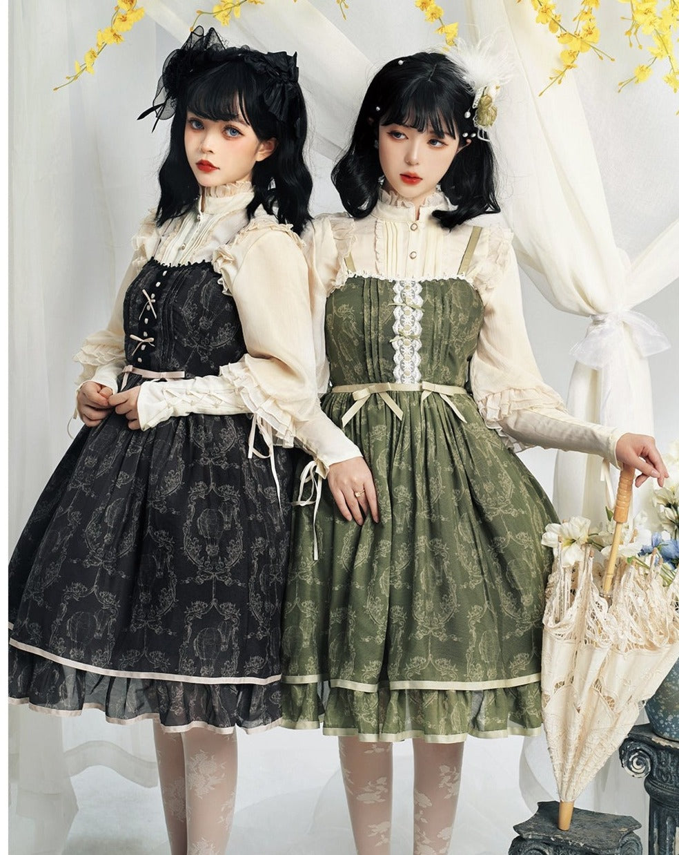 Irene フラワープリントジャンパースカート