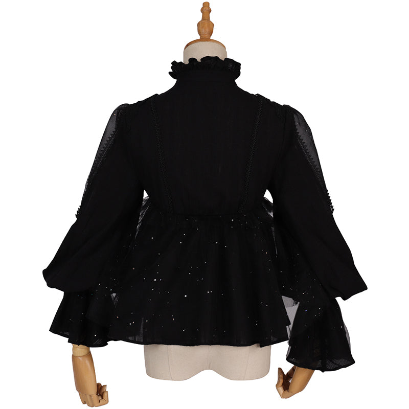 [Pre-order] Stand Collar Puff Sleeve Retro Style Shirt