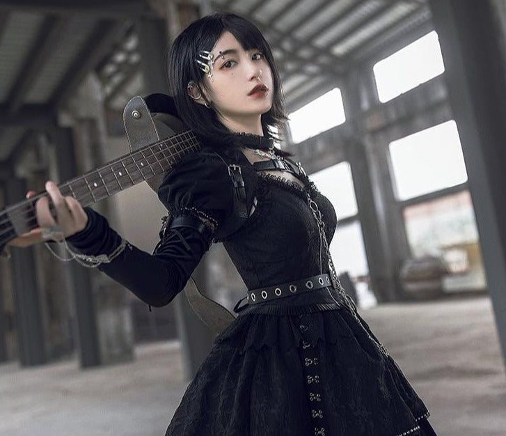 ライブ参戦服　ゴスロリ風　ジャンパースカート
