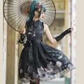 月下の花和風プリントジャンパースカート　和ロリ
