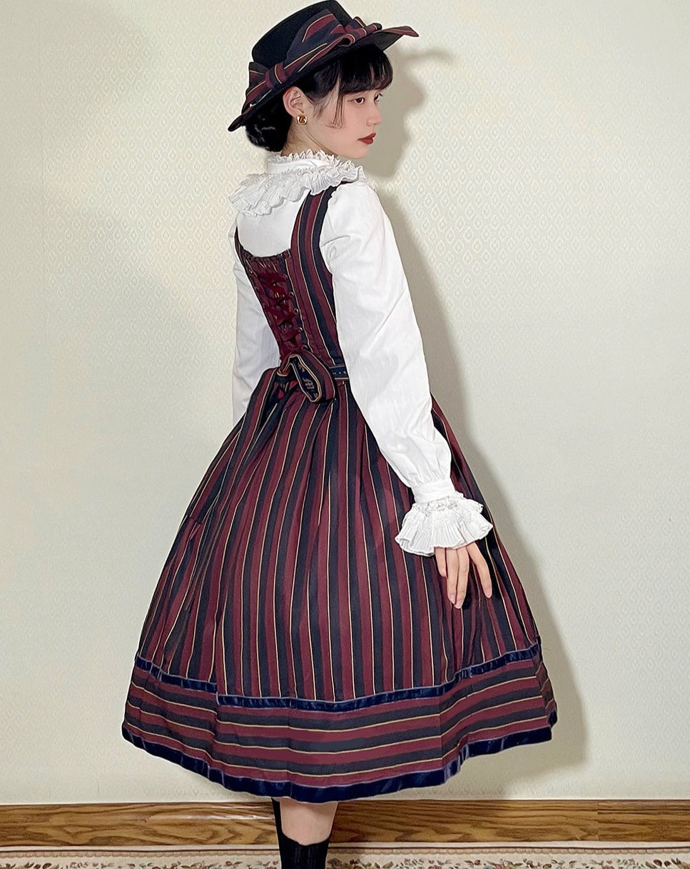 領主貴族のゴスロリ 縦縞ジャンパースカート – ロリータファッション