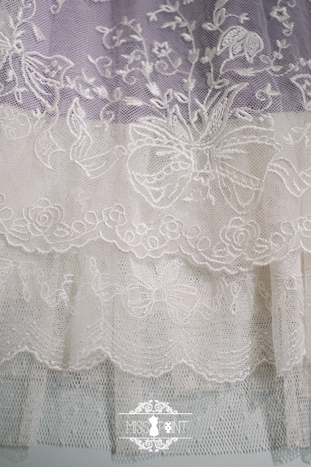 Suzuran flower embroidery layered jumper skirt
