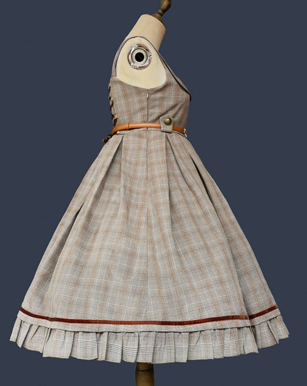 Foggy Track Traditional Check Jumper Skirt and Jacket