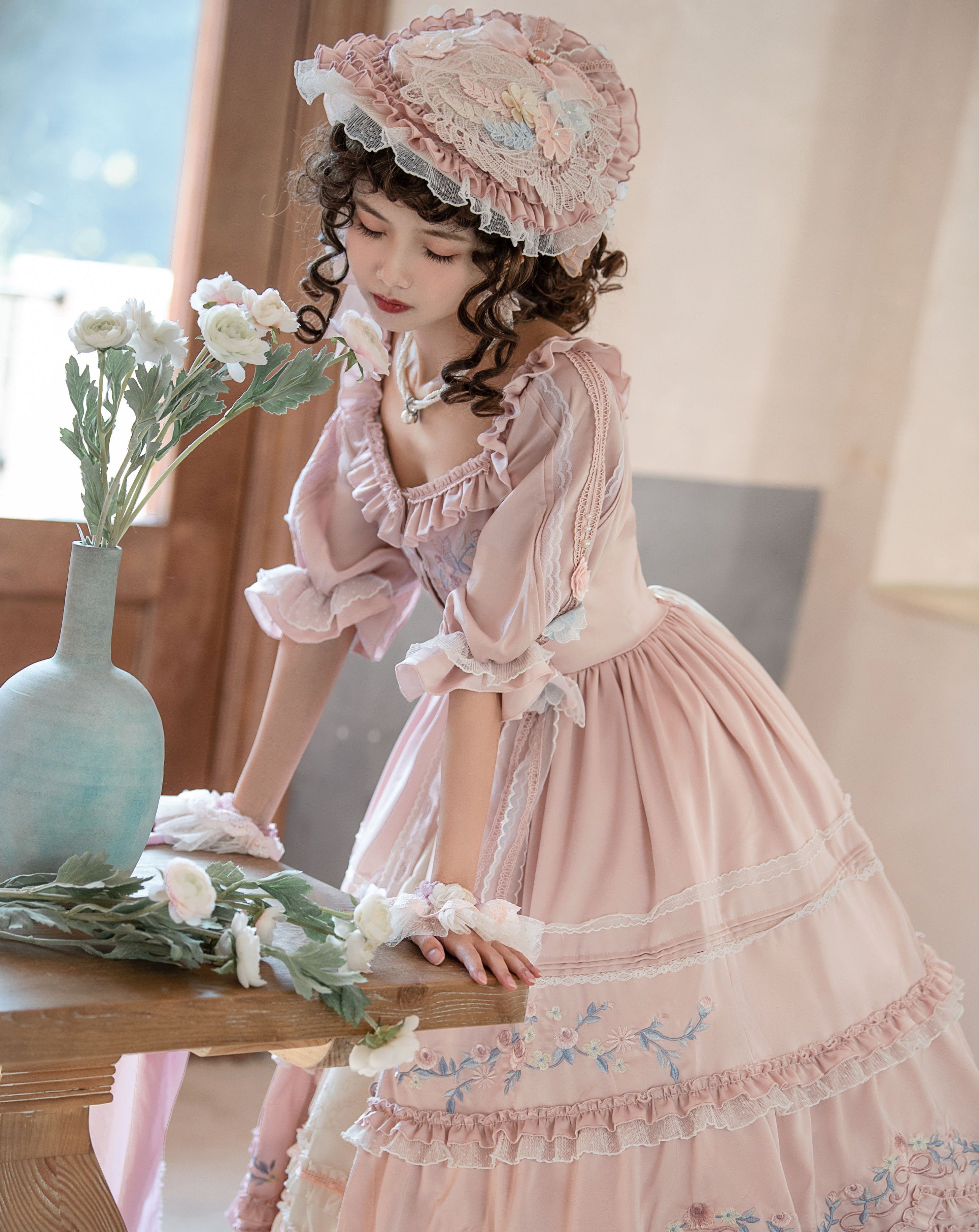 薔薇刺繍のガーデンプリンセスドレス フルセット