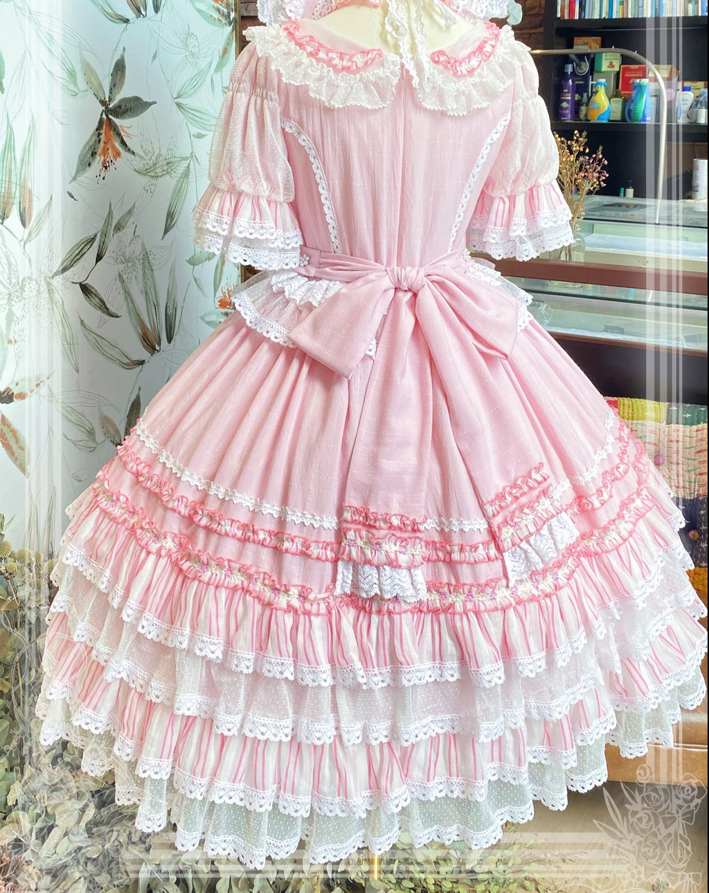フリルとリボンのストロベリープリンセスドレス 全4色