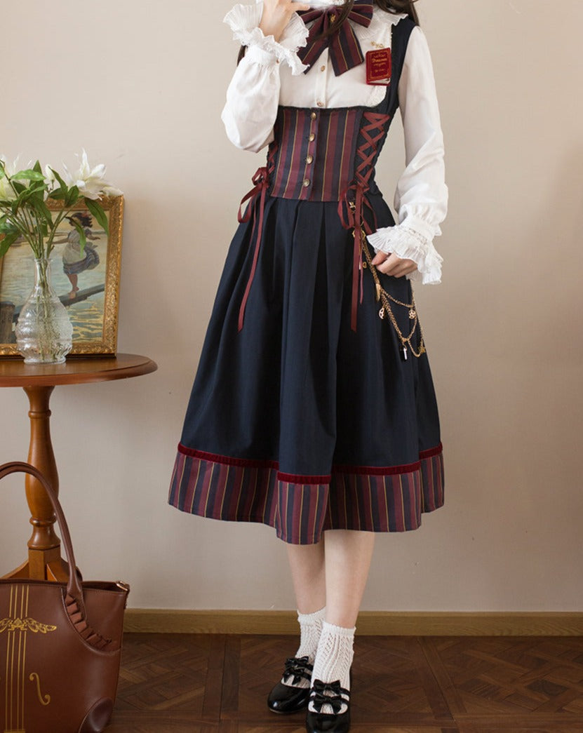 領主貴族のゴスロリ縦縞スカートとベスト – ロリータファッション通販