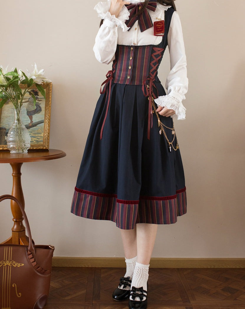 [Pre-order] Lord and noble's gothic lolita vertical striped skirt and vest