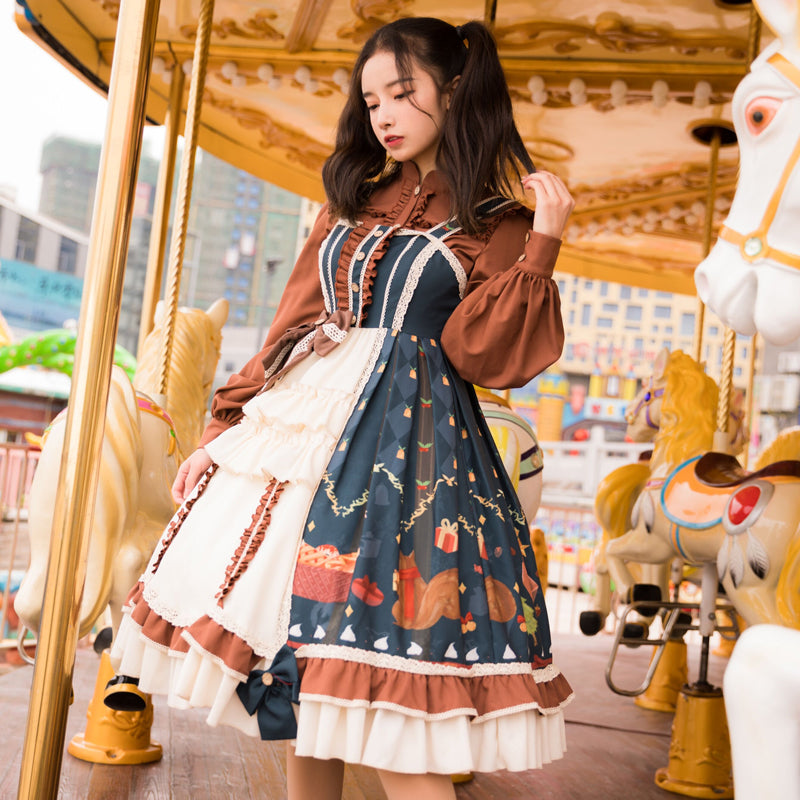 バルーン袖のブラウンブラウス - ロリータファッション通販RonRon