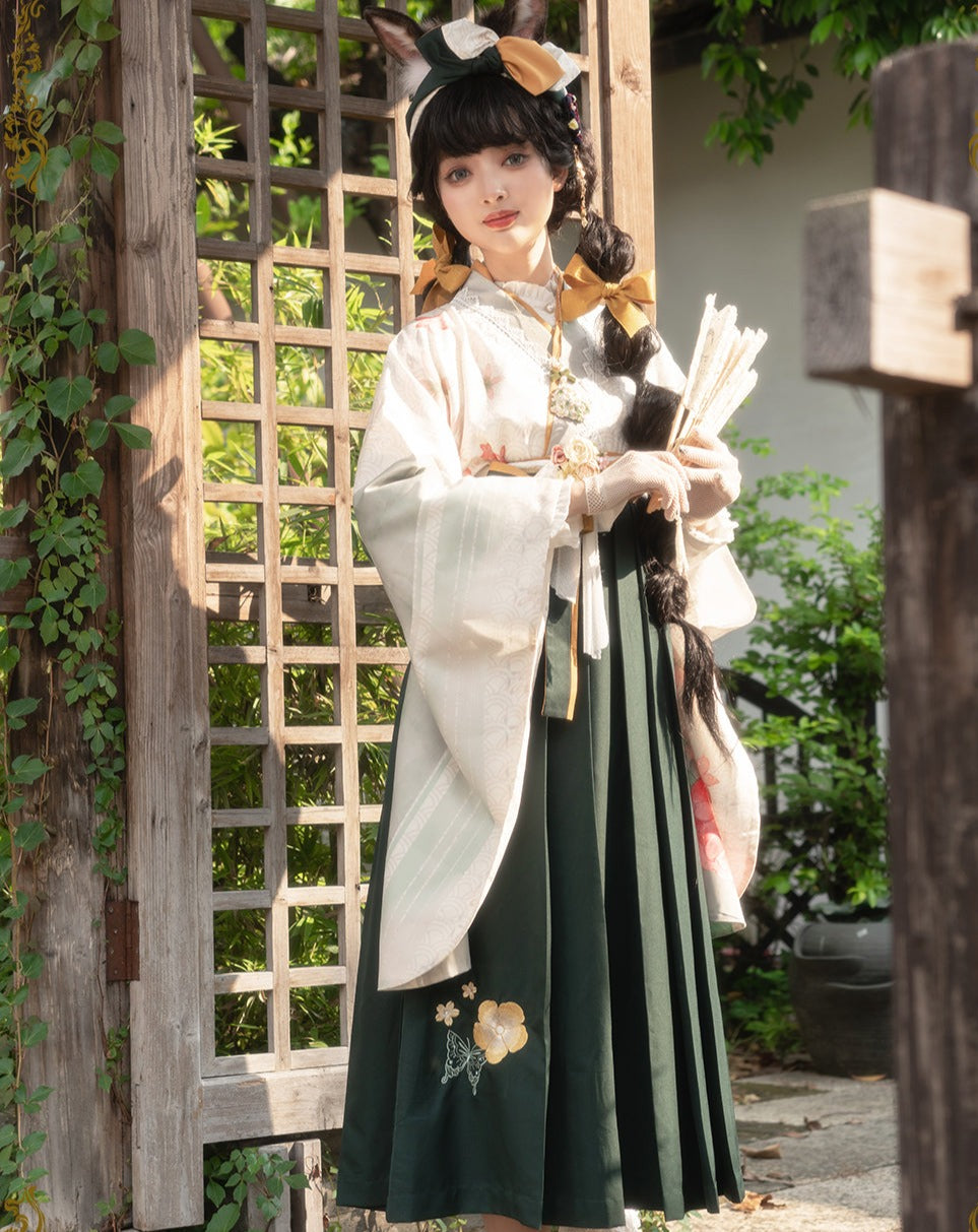 Japanese-style print and lace kimono-style tops [20% off when purchased together]