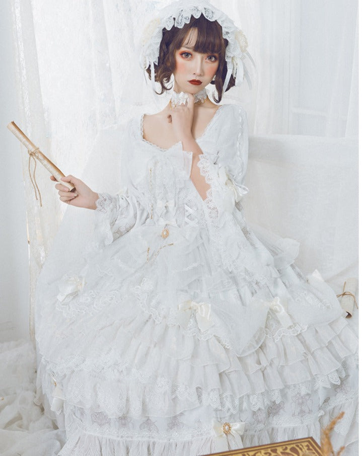 Day and Night レースとフリルの花嫁ロリィタドレス フルセット