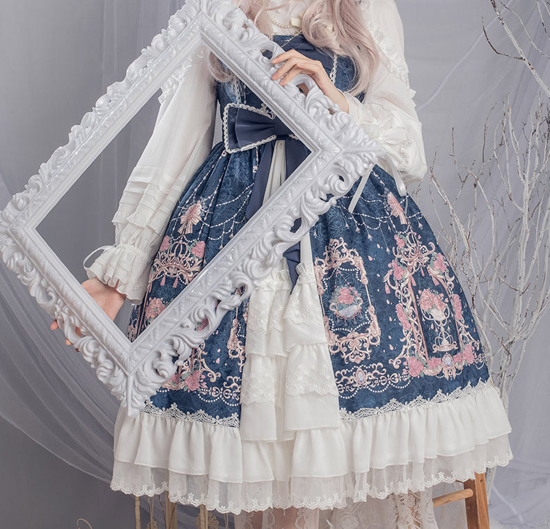 【予約販売】ダブルリボンフロントレース ロリータジャンパースカート