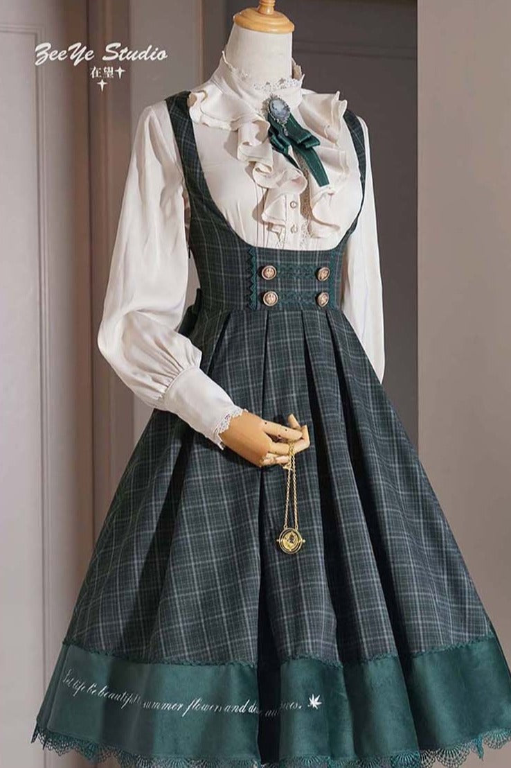 British style plaid high waist jumper skirt - new colors