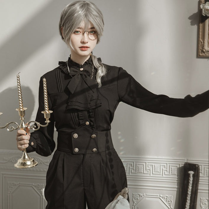 【予約販売】Holy academy フリルタイブラウス【合わせ買い＆クーポン入力で20%off】
