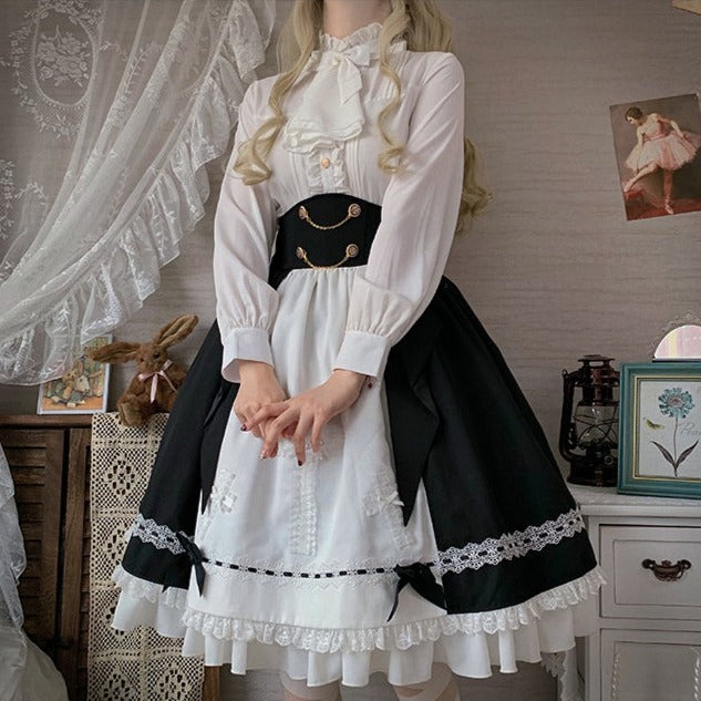【予約販売】Holy academy 学院風 ゴスロリ スカート・マントセットアップ
