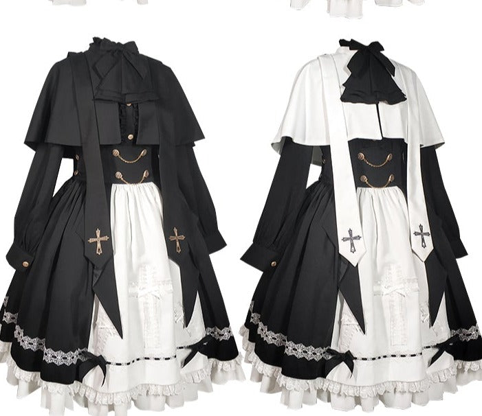 【予約販売】Holy academy 学院風 ゴスロリ スカート・マントセットアップ