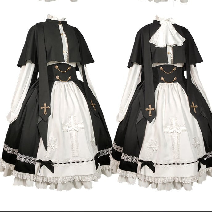 【予約販売】Holy academy 学院風 ゴスロリ スカート・マントセットアップ