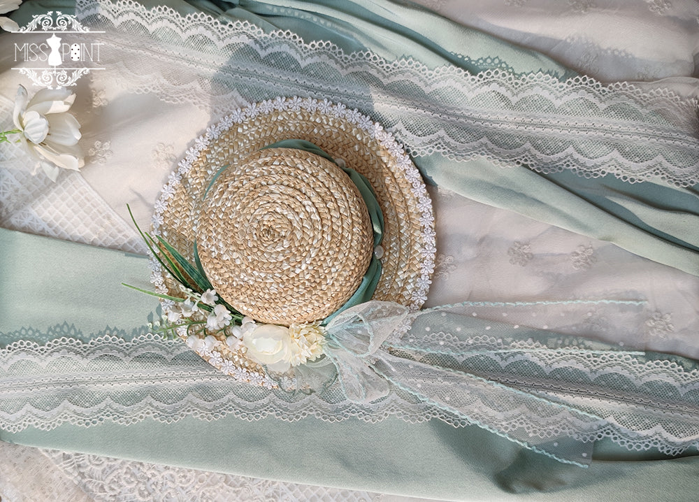【同時購入のみ】鈴蘭の花刺繍 ボンネット・帽子・カチューシャ