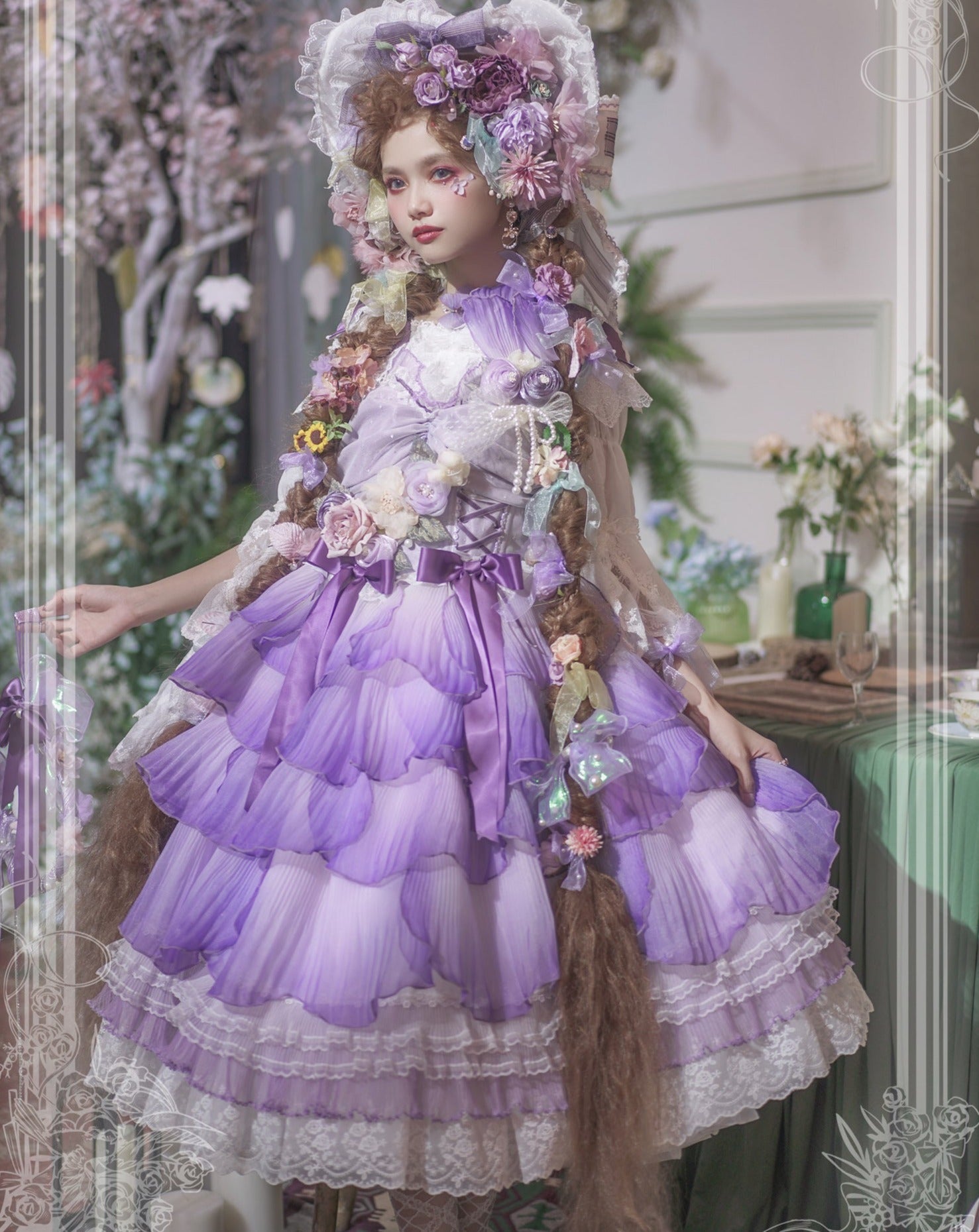 花びら揺れる 八重咲きのローズプリンセスドレス – ロリータ 