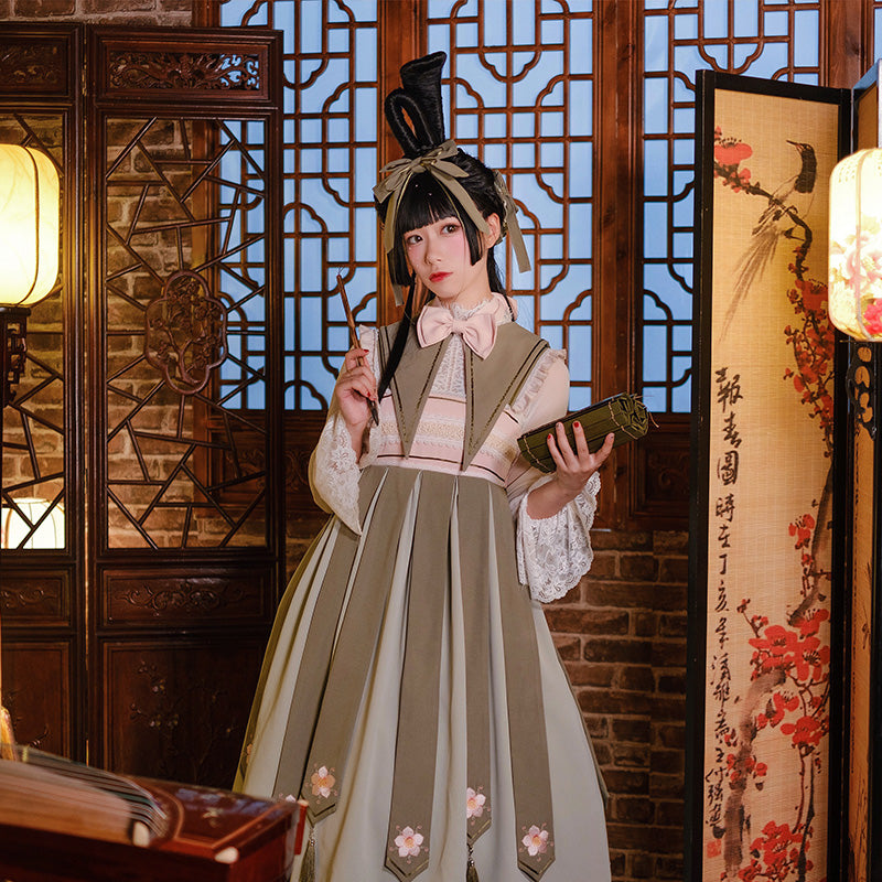 Chinese Hanfu Flower Embroidery Lolita Dress