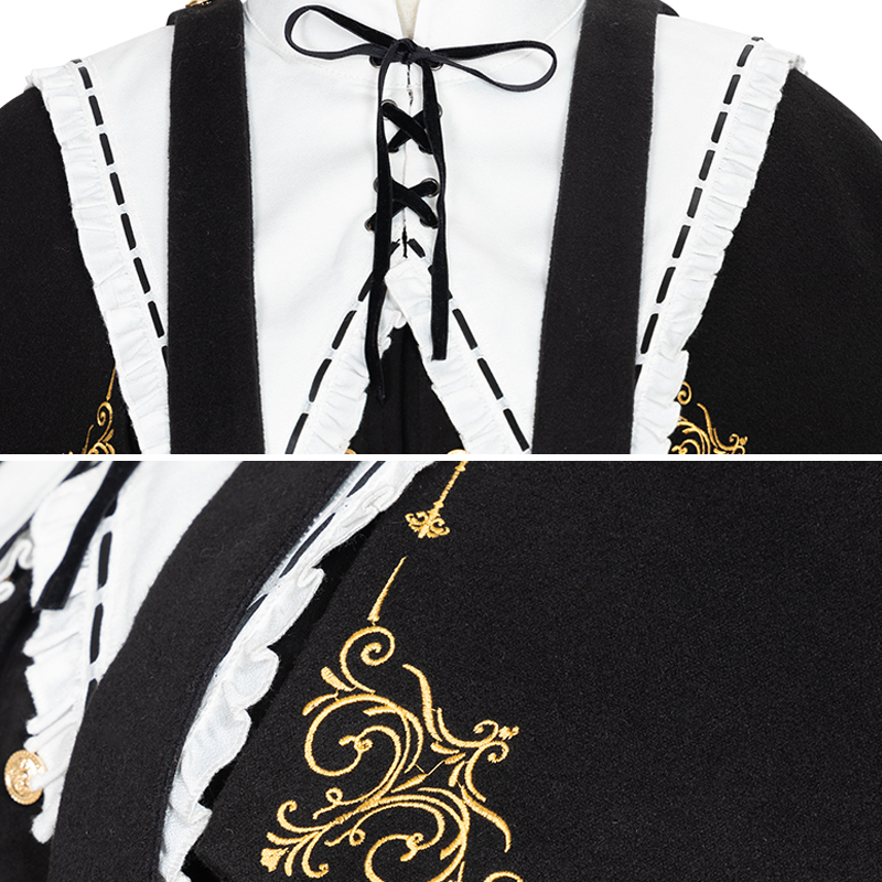 [Reservation sale] Gold embroidery cloak, vest, collar 3-piece set