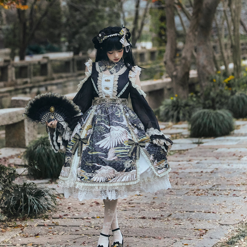 鶴の飛翔 華ロリプリンセスドレス フルセット