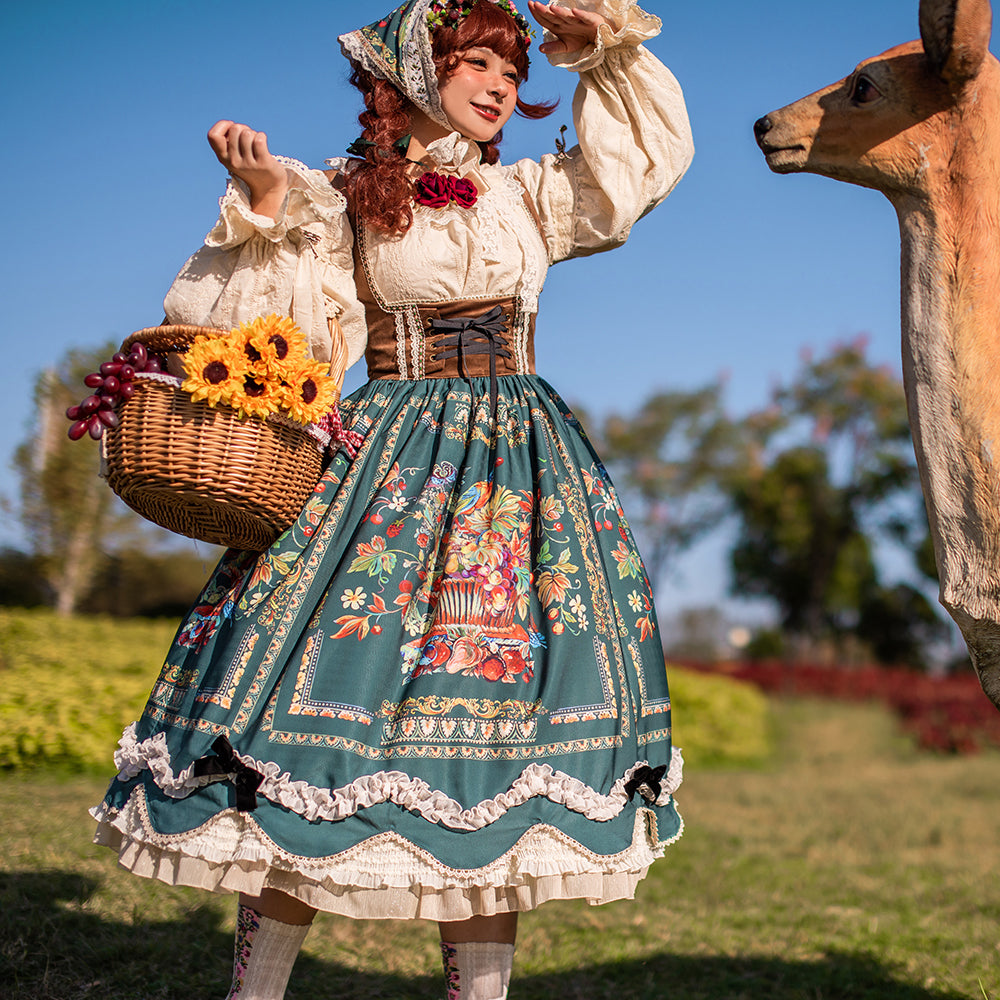[Pre-order] Bavarian Girl Country-style Jumper Skirt [Long Type]