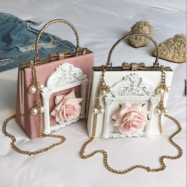 アンティーク風薔薇のチェーンミニバッグ