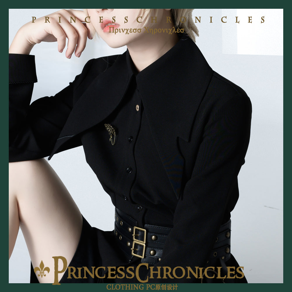 Prince Lolita Pointed Collar Black Blouse