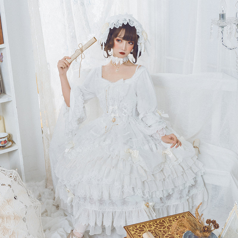 Day and Night レースとフリルの花嫁ロリィタドレス フルセット