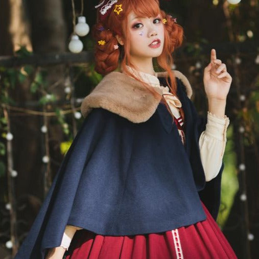 Lolita cloak with boa collar