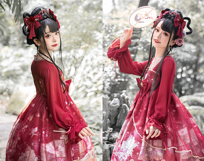 Chinese style big ribbon lolita dress