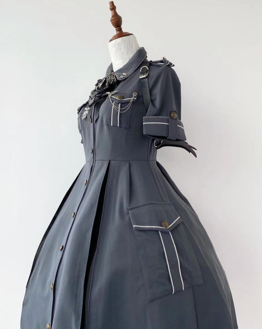 【予約販売】ミリタリー ロリィタ ダークゴシック半袖ワンピース
