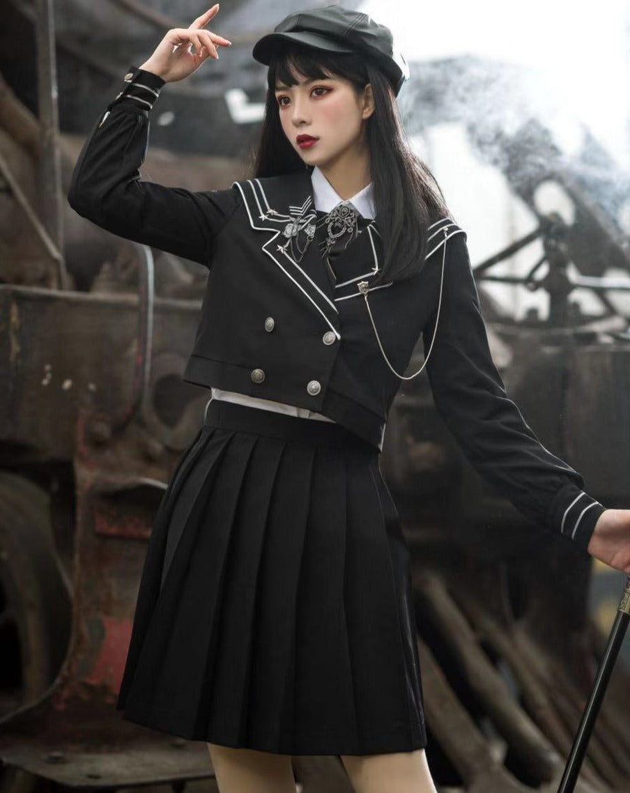 JK uniform-style military lolita 2-piece set