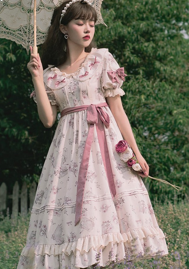 Pre-order [IDOLFILE] featured products | Sweet loli lolita dress with pearl and pink sash ribbon