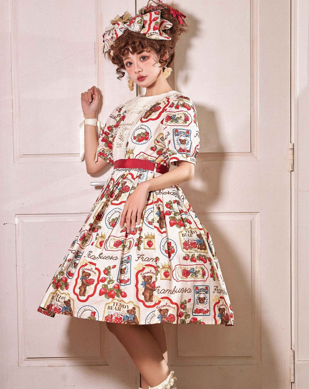 Strawberry Teddy bear 甘ロリ 半袖ワンピース くまタイプ
