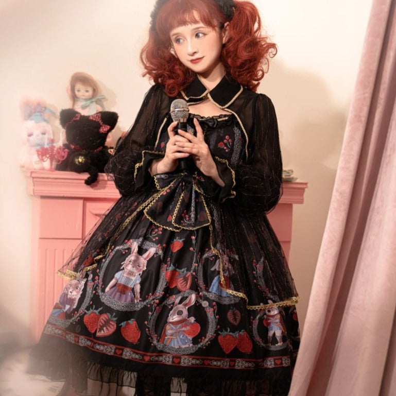 Rabbit and Strawberry Gothic Lolita Jumper Skirt