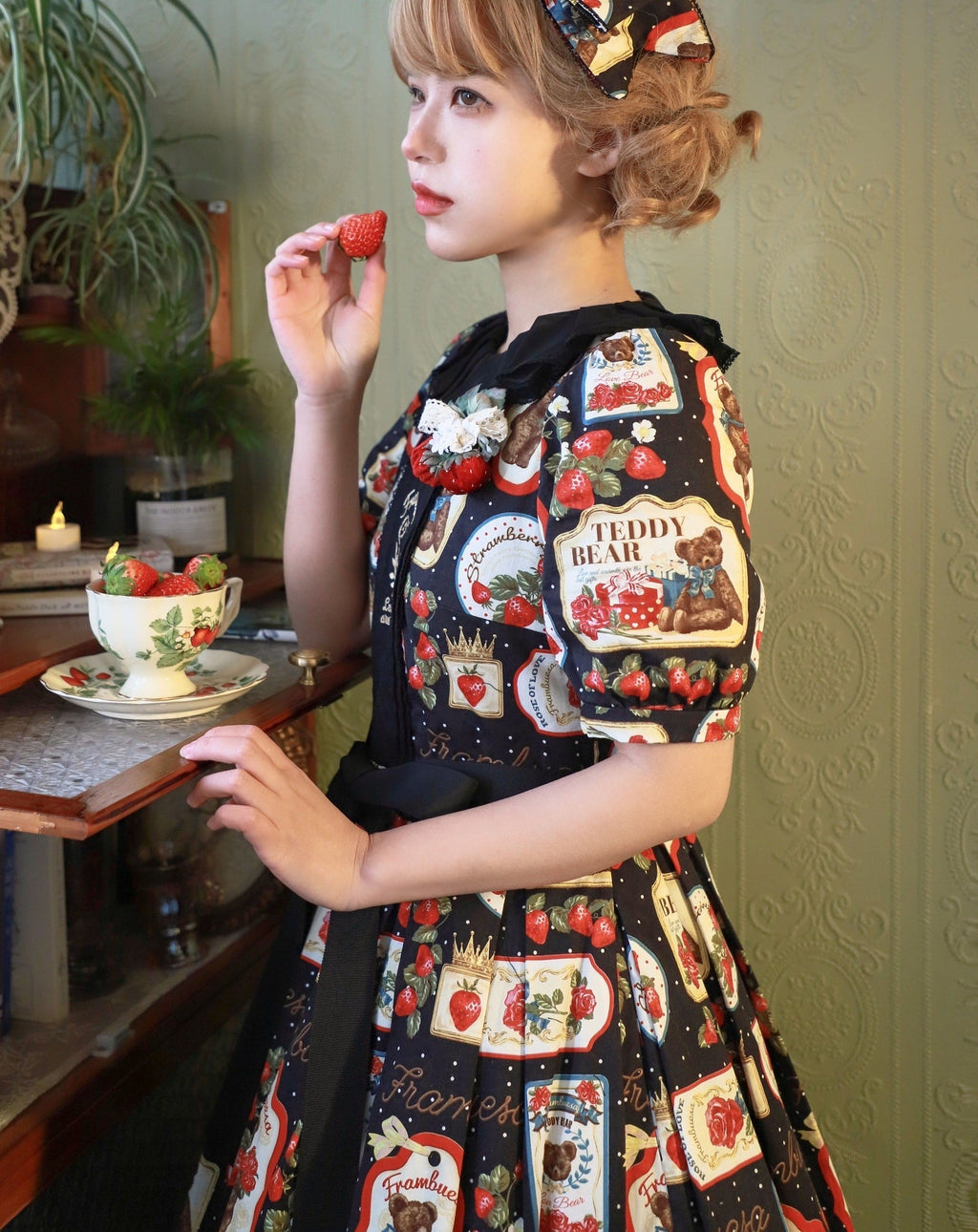 Strawberry Teddy bear 甘ロリ 半袖ワンピース くまタイプ