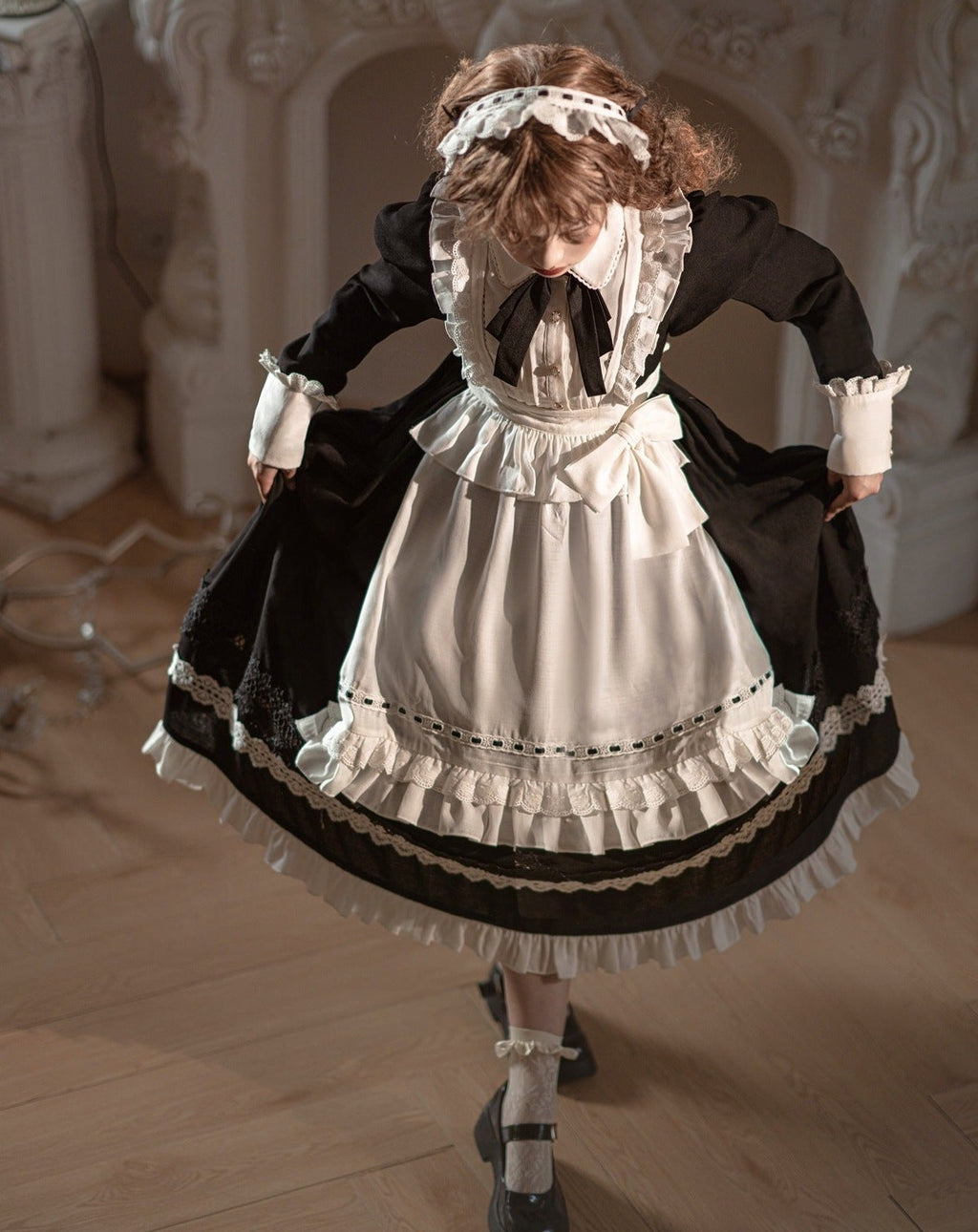メイド風エプロン付きクラシカル ロリィタ ワンピース