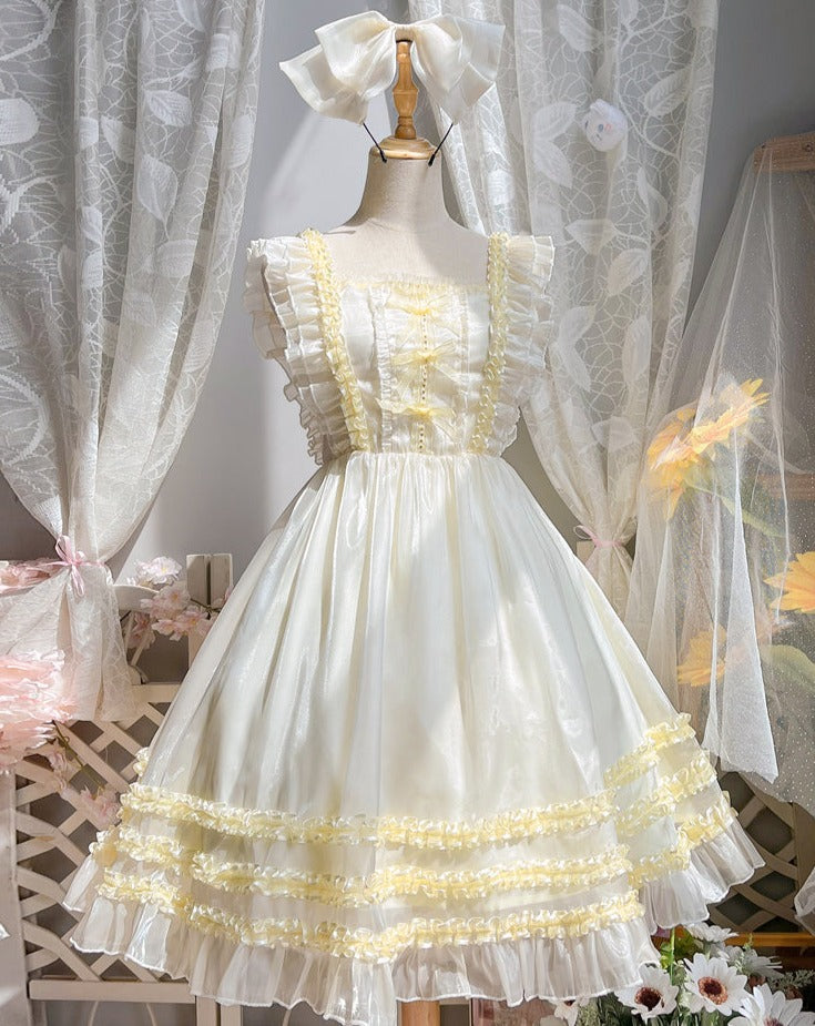ふわふわフリルのリボンジャンパースカート – ロリータファッション