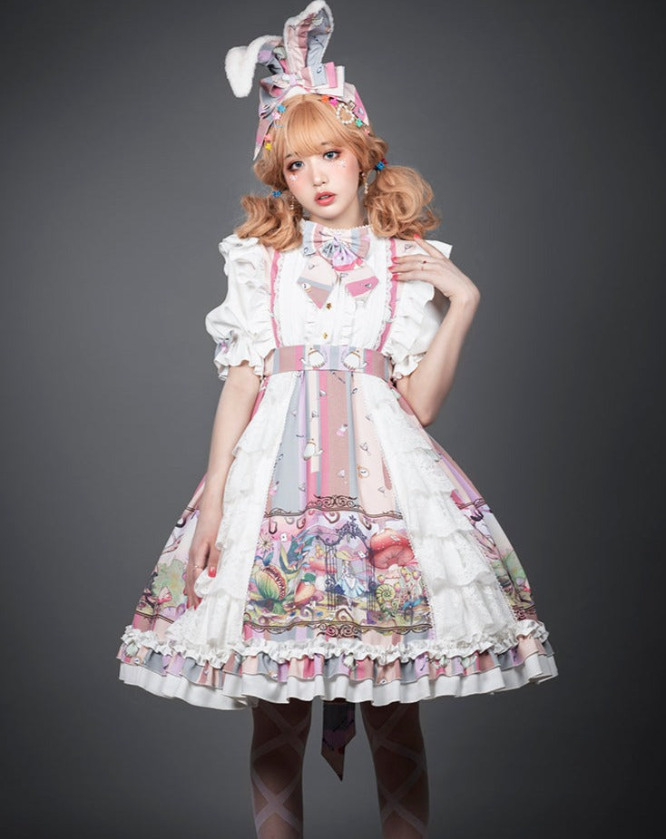 Alice in Wonderland sweet loli pink dress and headband