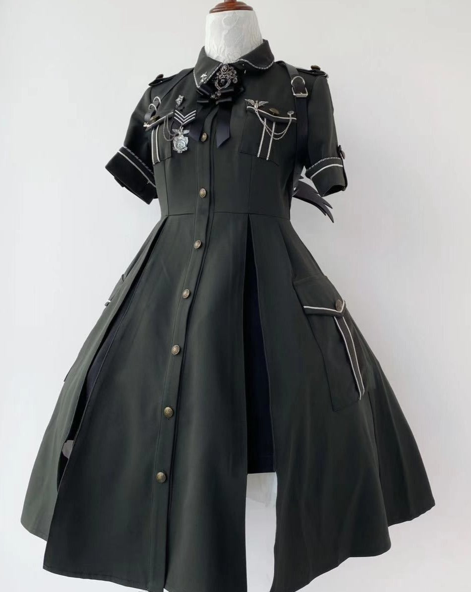 [Pre-order] Military Lolita Dark Gothic Short Sleeve Dress